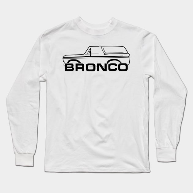 1978-1979 Bronco Side Black With New Logo Long Sleeve T-Shirt by The OBS Apparel